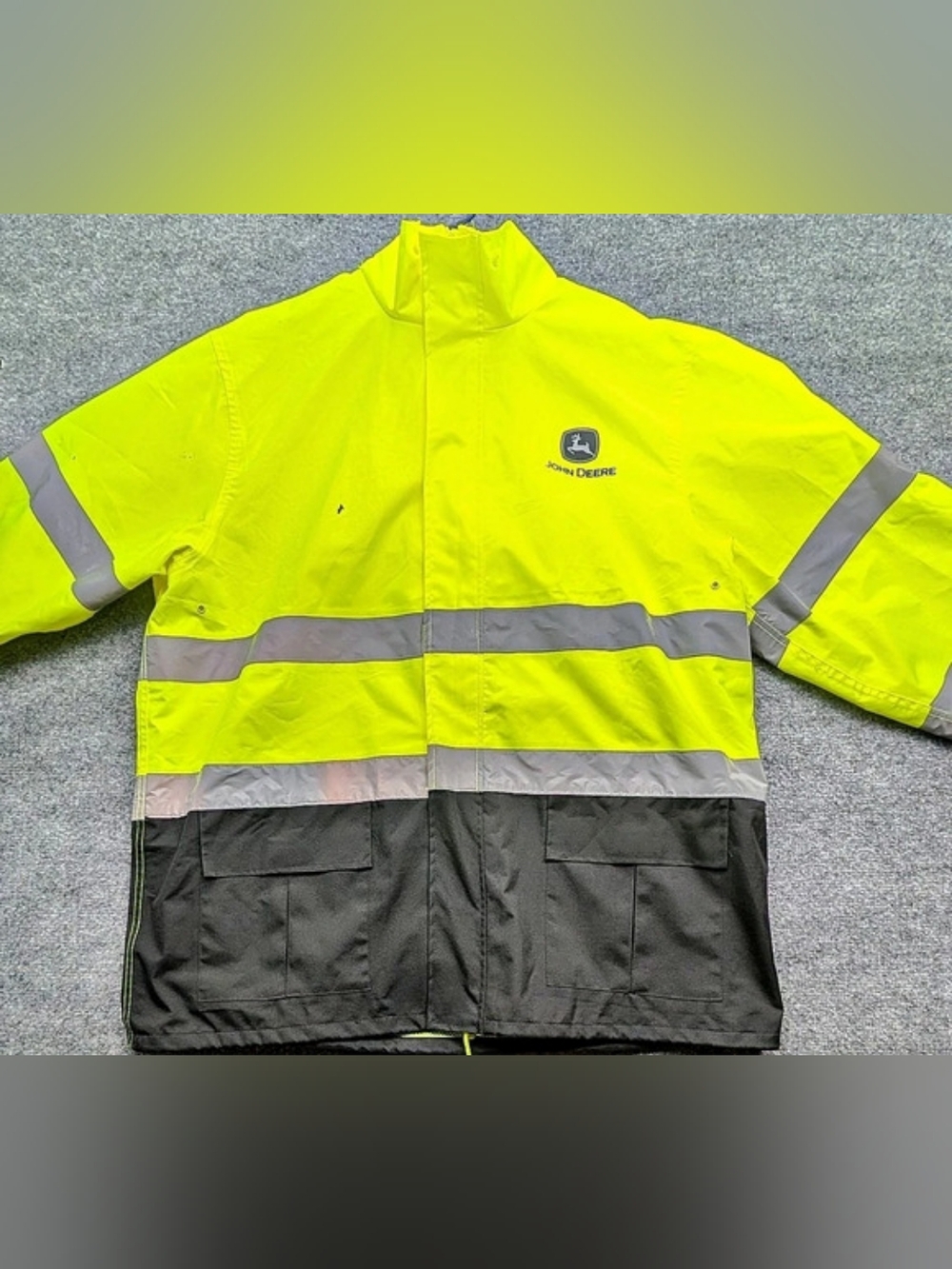 John Deere High-Visibility Waterproof Rain Jacket And Coveralls Men's XXL